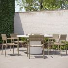 Concrete Pedestal Outdoor Round Dining Table (32&quot;&ndash;60&quot;) &amp; Westport Stacking Arm Dining Chairs Set