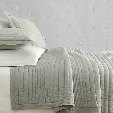 European Flax Linen Linework Quilt & Shams