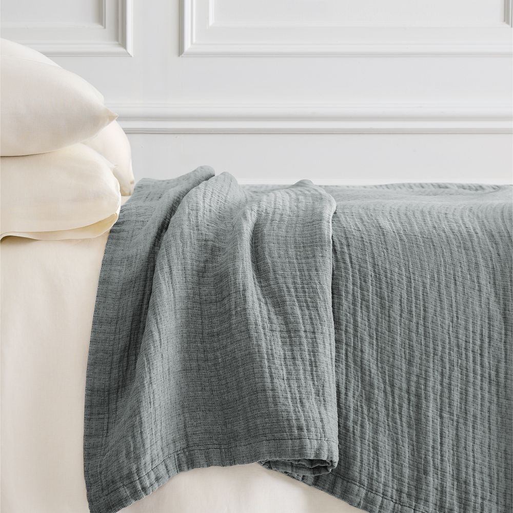 King European Flax Linen Blanket - Smoke Gray