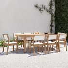 Portside Wood Outdoor Round Extendable Dining Table (48&quot;&ndash;93&quot;) &amp; Stacking Chairs Set