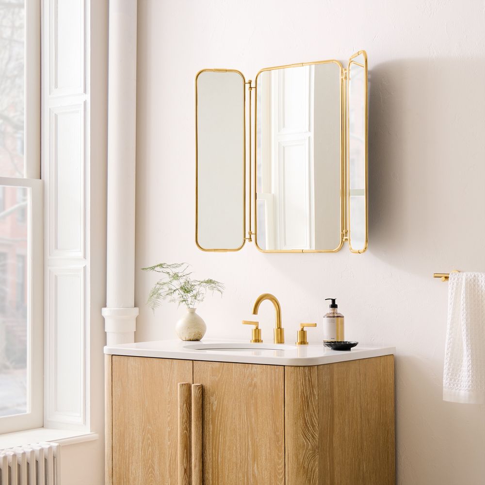 Trifold Metal Wall Mirror