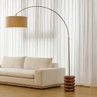 Ariel Stacked Arc Solid Oak Floor Lamp (63")