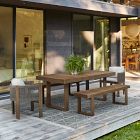 Portside Wood Outdoor Dining Table (76.5"), Portside Benches &amp; Porto Chairs Set