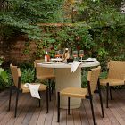 Fluted Outdoor Bistro Table (44&quot;) &amp; Ventura Stacking Dining Chairs Set