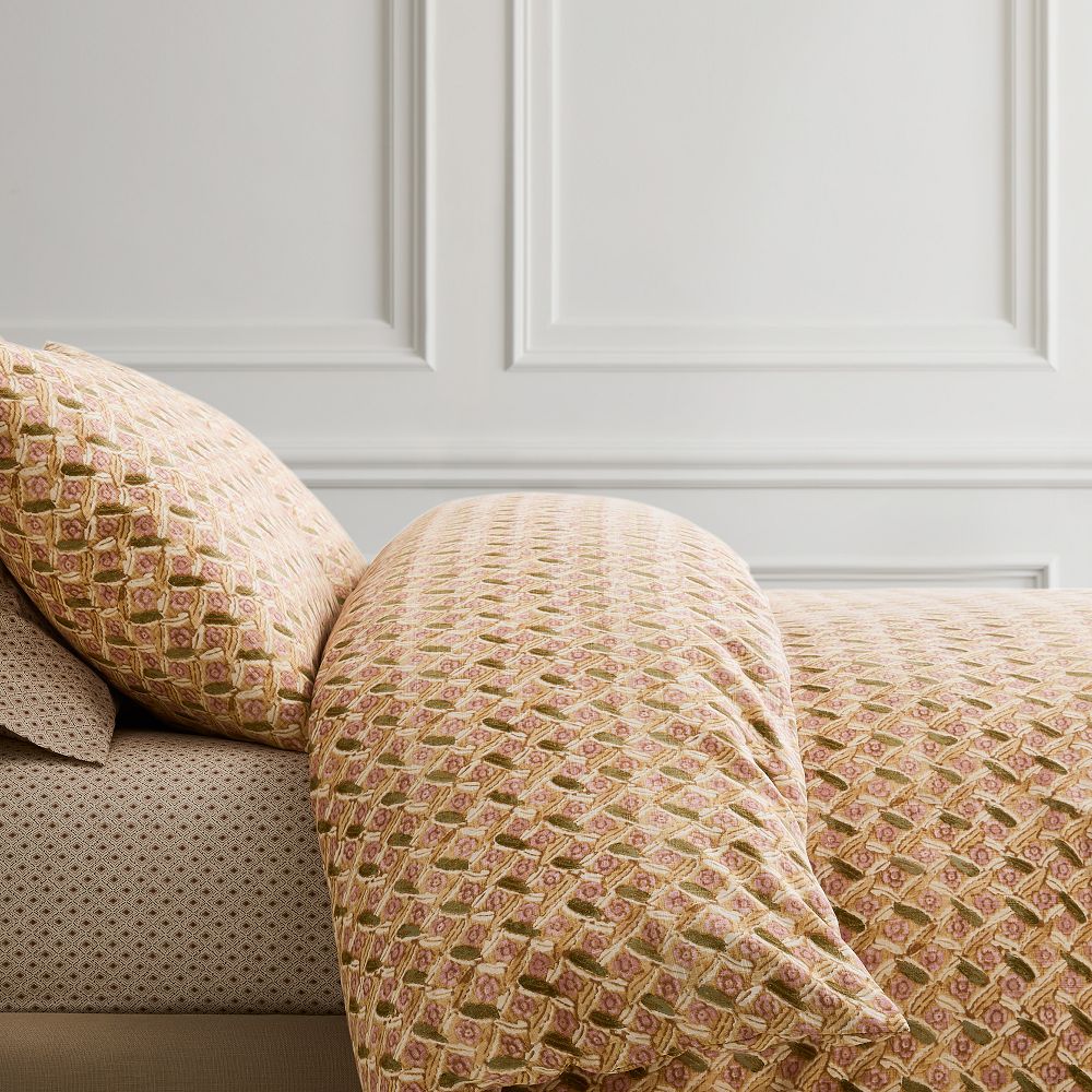 Pierce & Ward Floral Lattice Duvet Cover - Mahogany Rose