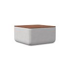 Open Box: Upholstered Storage Ottoman - Lg Sq, Poly, Perf Coastal Linen, Frost Gray, Walnut