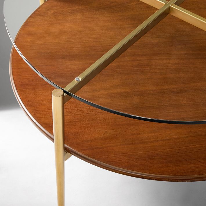 Mid-Century Art Display Round Coffee Table Modern Living Room