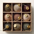 Medium Flocked Ball Ornaments (Set of 9) - Cool Tones