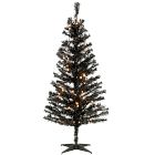 Pre-Lit Faux Black Tinsel Slim Christmas Tree