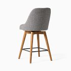 Mid-Century Upholstered Swivel Counter Stool - Wood Legs