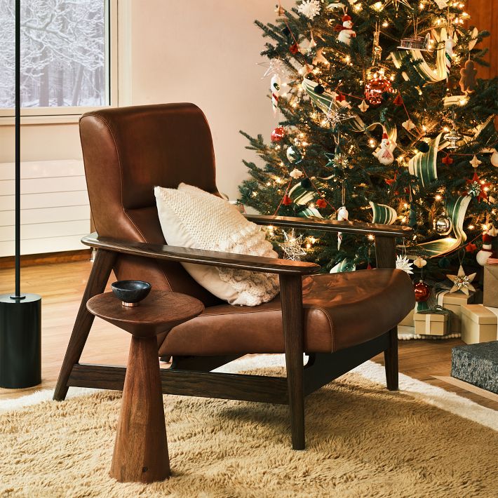 Mid-Century Show Wood High-Back Leather Chair West Elm