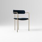 Open Box: Lenox Dining Chair, Set of 2 - Performance Distressed Velvet Ink Blue, Champagne Bronze