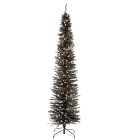 Pre-Lit Faux Black Tinsel Slim Christmas Tree