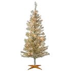 Pre-Lit Faux Champagne Tinsel Christmas Tree