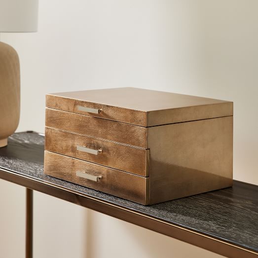 Mid-Century Champagne Lacquer Jewelry Boxes