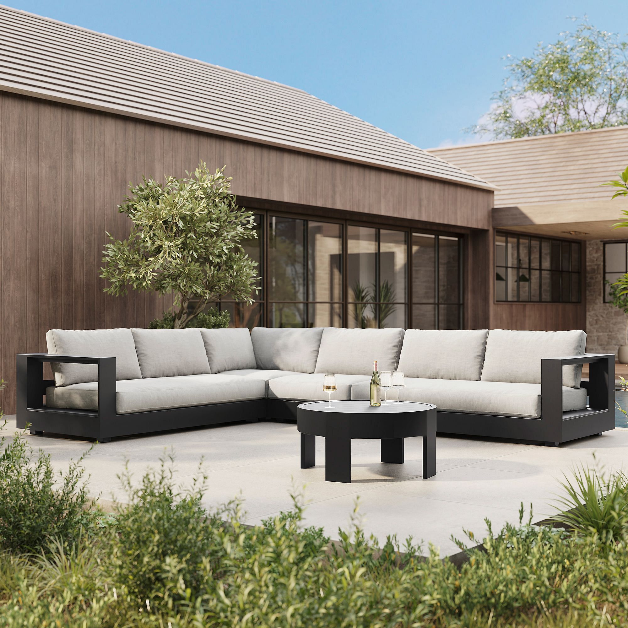 Telluride Aluminum Outdoor 4-Piece L-Shaped Sectional (148")