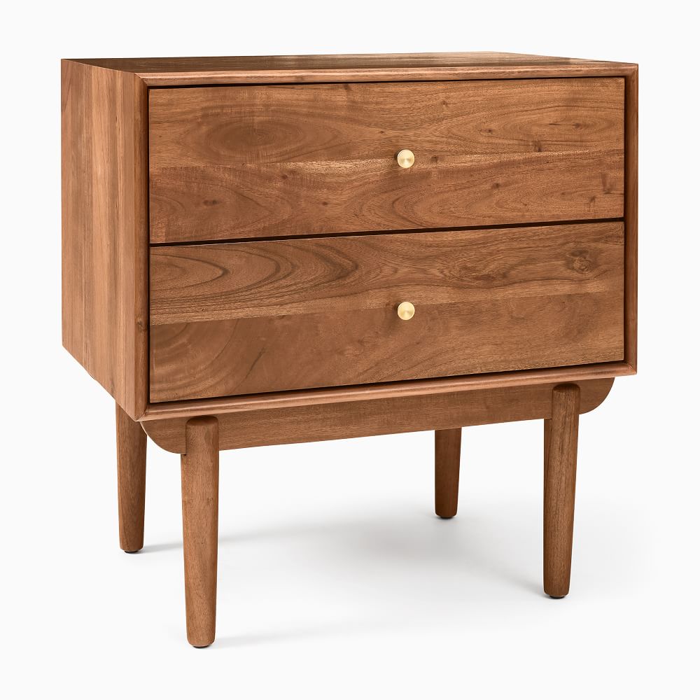 Keira Solid Wood Nightstand (25") - Cool Walnut, Set of 2