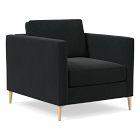 Open Box: Harris Loft Chair, Poly, Performance Distressed Velvet, Charcoal Black, Blackened Brass