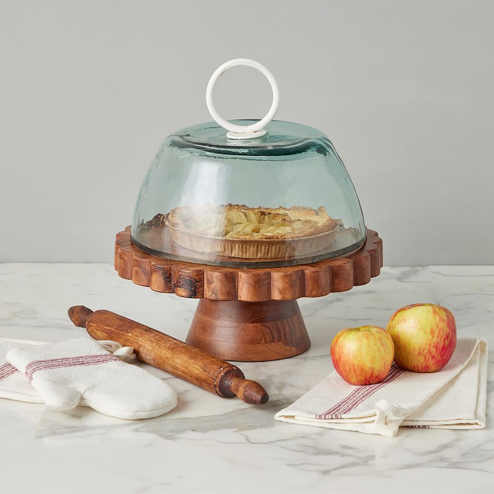 Scalloped Wood Cake Stand