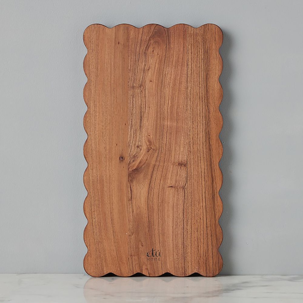 Scalloped Wood Cutting Board - Rectangle, Medium