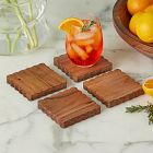 Scalloped Wood Square Coasters (Set of 4)