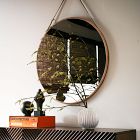 Modern Hanging Round Wall Mirror w/ Leather Strap
