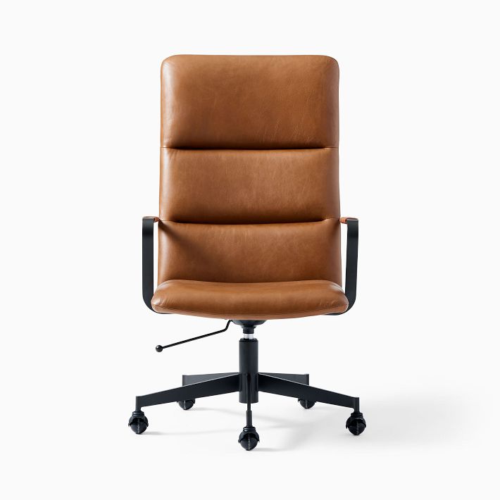 Cooper Mid-Century High-Back Leather Swivel Office Chair West Elm