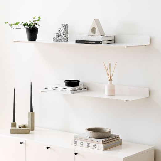 Floating Lines Single Shelves - White for Modern Spaces | West Elm