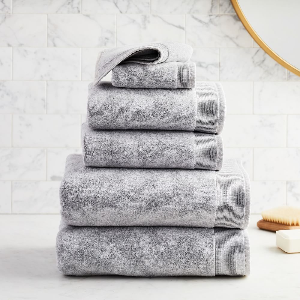 Plush Fibrosoft™ Towel Sets - Frost Gray Melange, Set of 6 - (2 Towel, 2 Hand Towel, 2 Washcloth)
