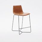 Chip & Dent: Leather Slope Counter Stool, Saddle Leather, Nut, Charcoal