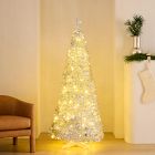 Pre-Lit Faux Pop-Up Silver Christmas Tree
