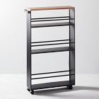 Open Box: Yamazaki Slim Wood Top Rolling Storage Cart - Black