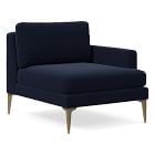 Open Box: Andes RA Chair, Poly, Performance Distressed Velvet, Ink Blue, Blackened Brass