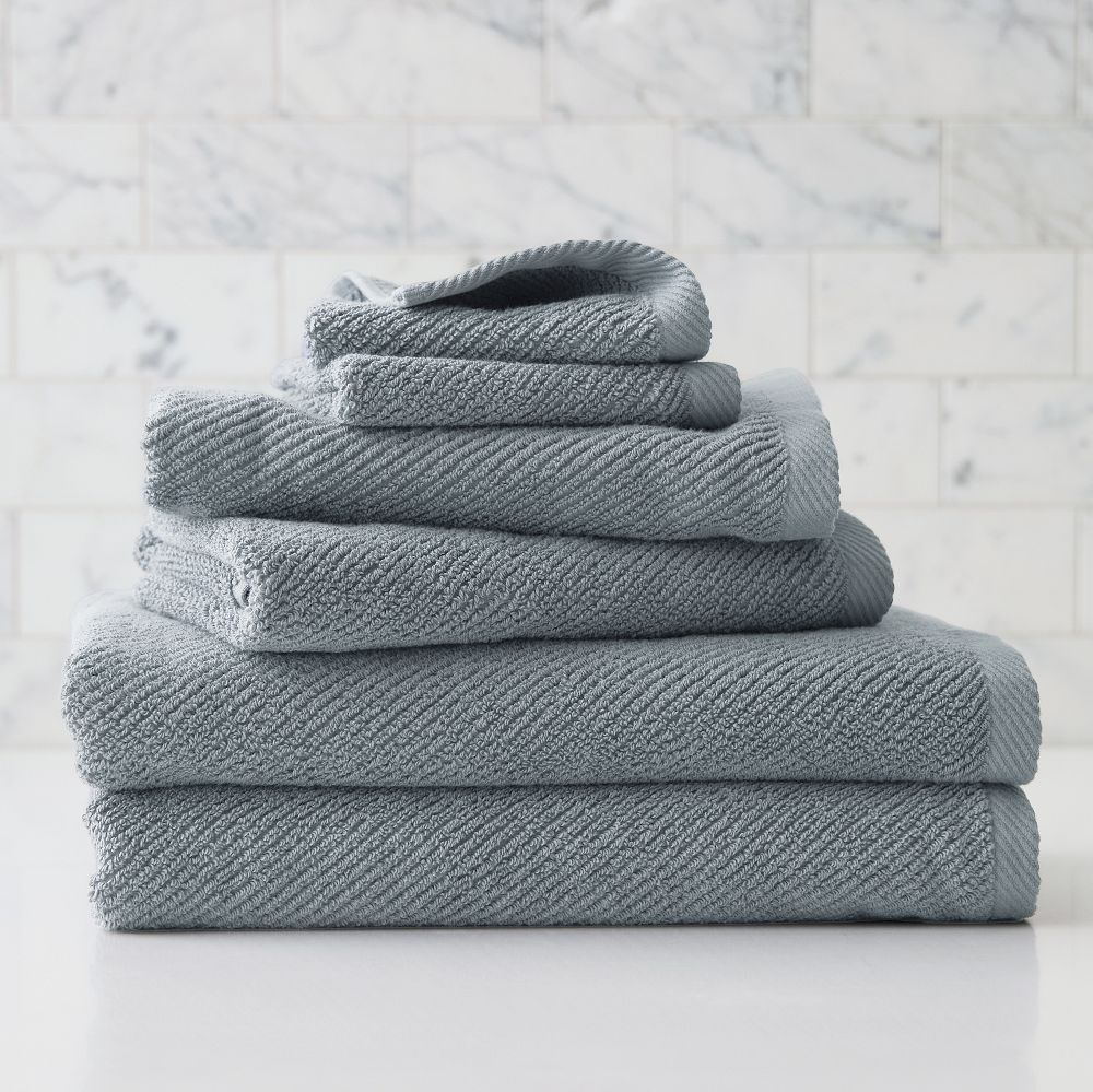 Diagonal Ribbed Towel Set: 2 Bath Towels, 2 Hand Towels, 2 Washcloths Set