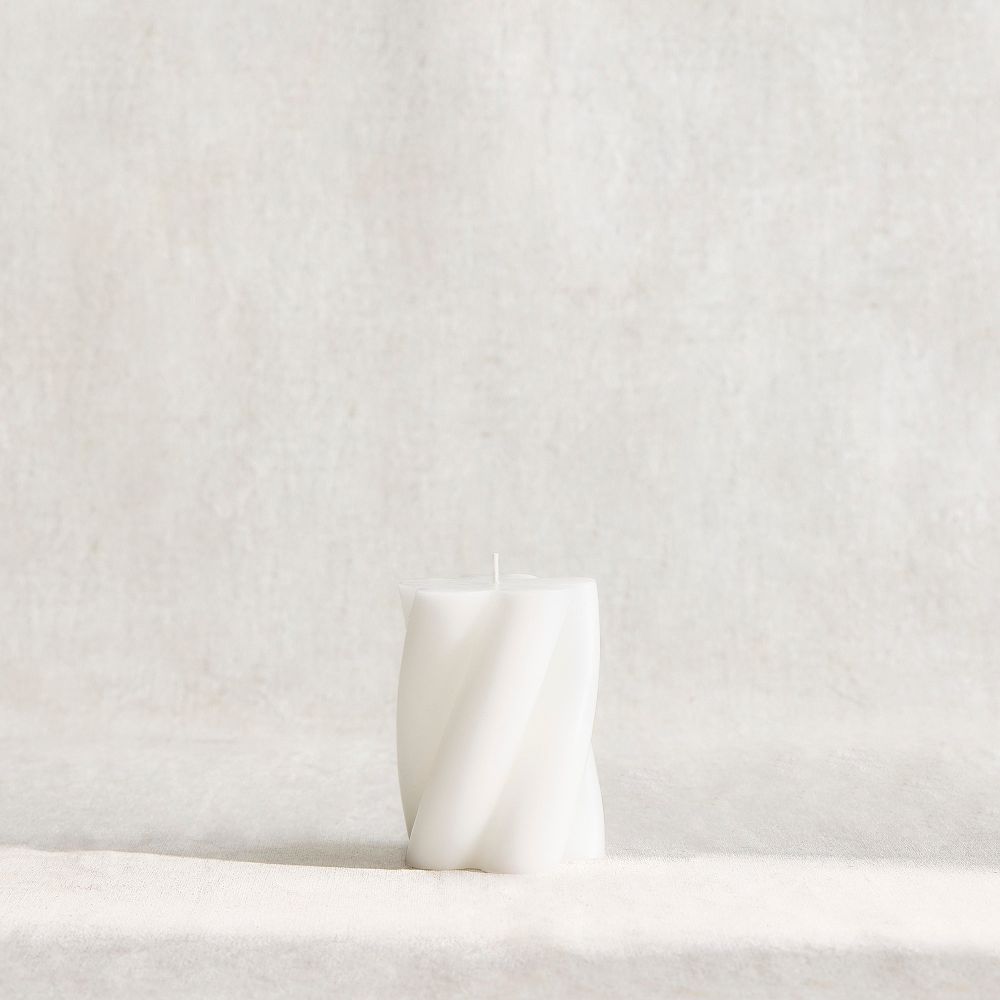 Signature Wax Twist Pillar Candles - Twist Pillar, White, 3X4