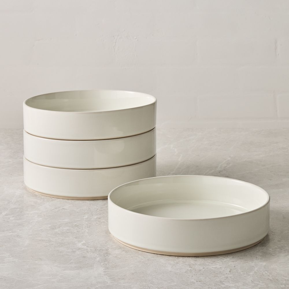 Straight-Sided Stoneware Pasta Bowl Sets - White, Set of 4