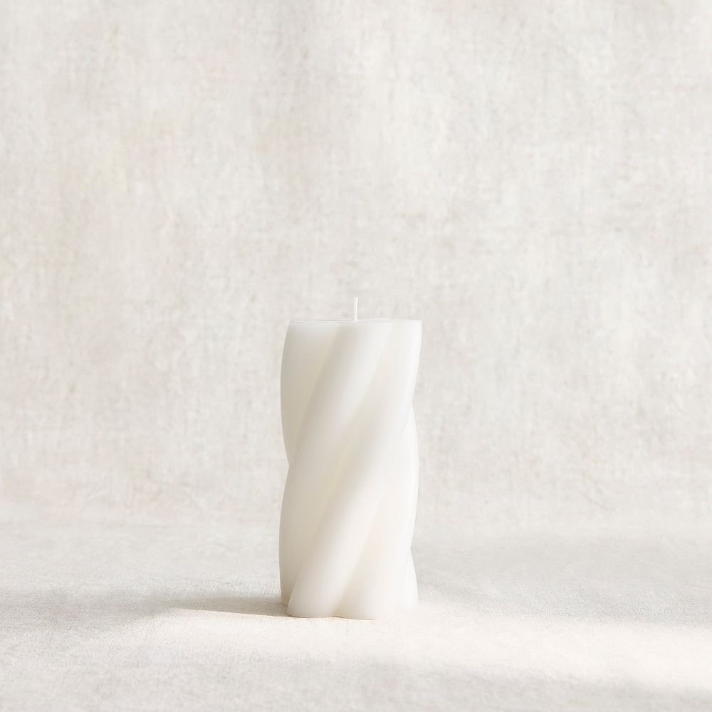 Signature Wax Twist Pillar Candles - Twist Pillar, White, 3X6