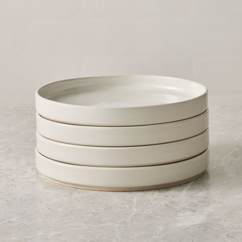 Straight-Sided Stoneware Salad Plate Sets - White, Set of 4