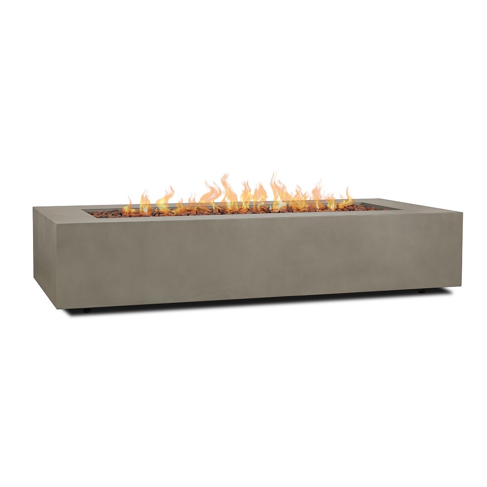 Rutland Rectangle Steel Fire Pit Table (42"–70") - Mist Gray, 70"