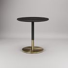 Orbit Restaurant Round Dining Table &ndash; Porcelain w/ Protective Metal Bumper