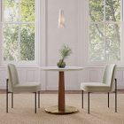 Claire Restaurant Dining Table - Porcelain w/ Protective Metal Bumper - Round