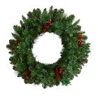 Pre-Lit Faux Frosted Pine &amp; Pine Cones Wreath