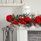 Faux Red Hydrangea Christmas Garland