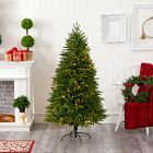Pre-Lit Faux Sun Valley Fir Christmas Tree (5'&ndash;6')