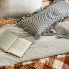 Heather Taylor Home Gingham with Ruffle Silk Lumbar Pillow Cover