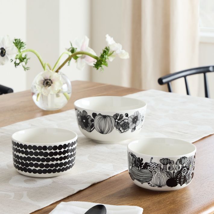 marimekko oivaボウル　6点セット Marimekko Oiva Siirtolapuutarha Bowls | West Elm