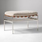 Open Box: Stuart Sling Ottoman - Chenille Crossweave Sand, Polished Stainless Steel