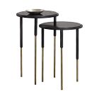 Marble &amp; Wrought Iron Nesting Side Tables (15")