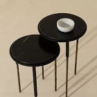 Marble &amp; Wrought Iron Nesting Side Tables (15")