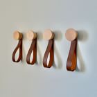 Modern Home by Bellver Cone Wall Hooks w/ Leather Strap - Set of 4